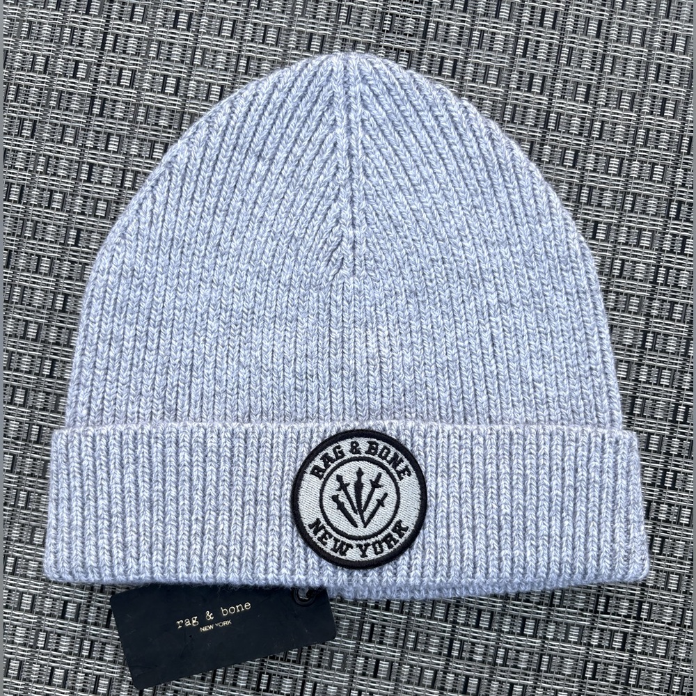 ❌SOLD❌ BNWT - RAG & BONE Ribbed Wool Beanie Grey Melange - Picture 1 of 8